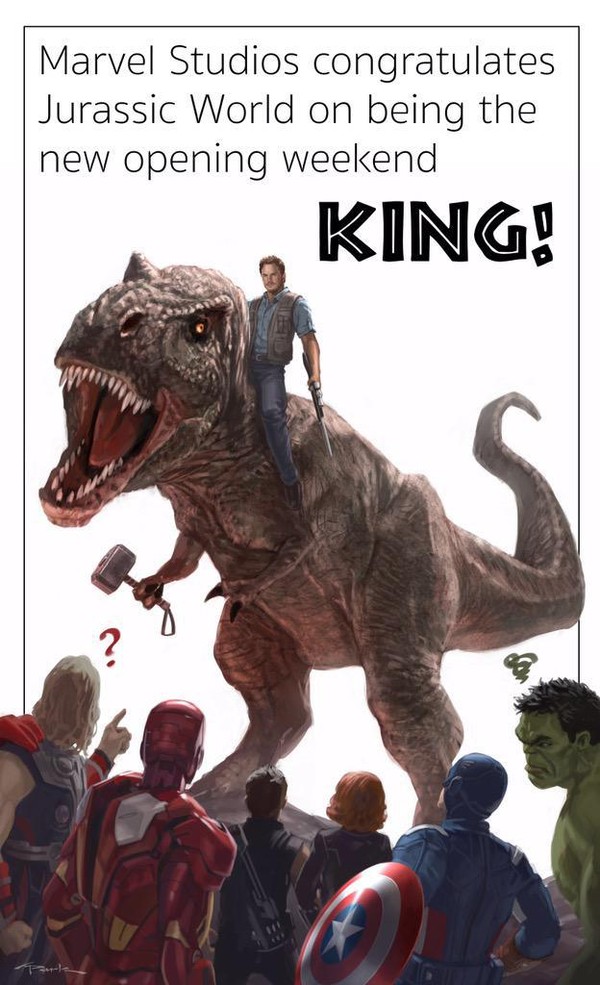 'Jurassic World' được Marvel chúc mừng vì doanh thu vượt mặt bom tấn 'Avengers'