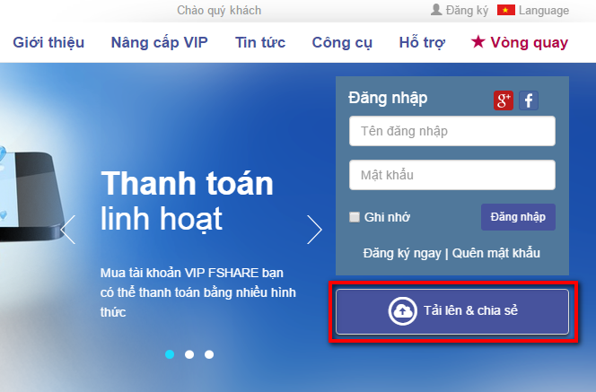FSHARE.VN RA MẮT TÍNH NĂNG UPLOAD KHÔNG CẦN TÀI KHOẢN
