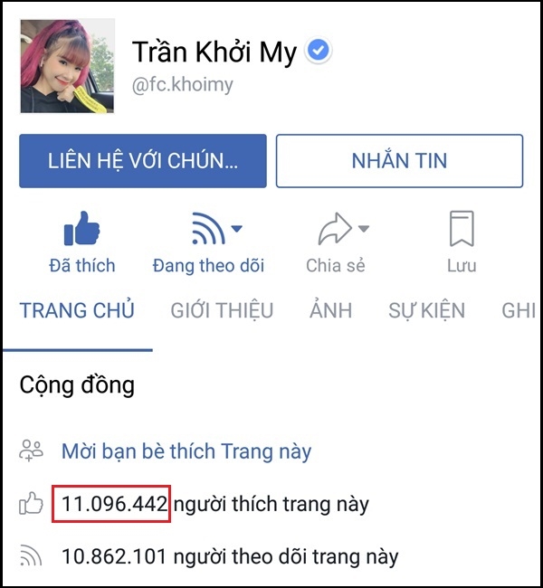 Khởi My là ngôi sao có fanpage đạt lượt "like" lớn nhất làng giải trí.
