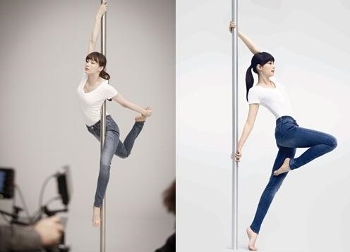 Thậm chí, vẻ đẹp của đôi chân càng được phô diễn khi cô nàng diện quần jeans.