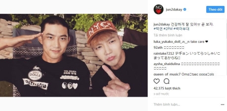 Anh cũng đã có buổi chia tay với các thành viên 2PM trước khi lên đường. Jun.K đã đăng hình ảnh từ lễ kỷ niệm 9 năm của nhóm và là bữa tiệc chia tay của Taecyeon: "Chúc khỏe mạnh. Hẹn sớm gặp lại."