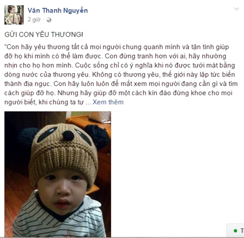 Tâm thư cô từng chia sẻ với con trai.