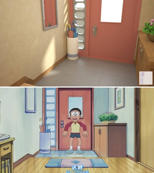 Cận cảnh ngôi nhà của Nobita trong phim hoạt hình Doraemon