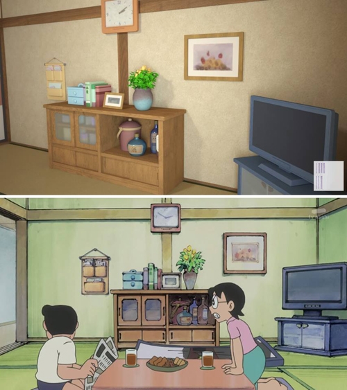 Cận cảnh ngôi nhà của Nobita trong phim hoạt hình Doraemon