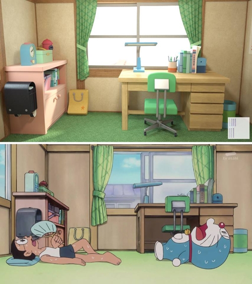 Cận cảnh ngôi nhà của Nobita trong phim hoạt hình Doraemon