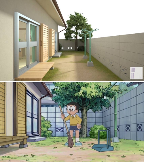 Cận cảnh ngôi nhà của Nobita trong phim hoạt hình Doraemon