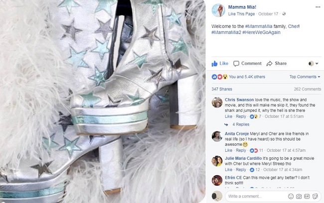 Cher sẽ tham gia bộ phim âm nhạc đình đám 'Mamma Mia!: Yêu Lần Nữa'