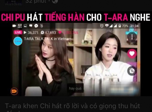 Biểu cảm của T-ara khi đang khen ngợi Chi Pu hát hay