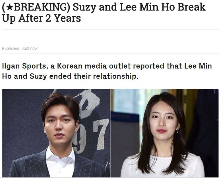 Rộ tin Suzy và Lee Min Ho chia tay sau 2 năm hẹn hò
