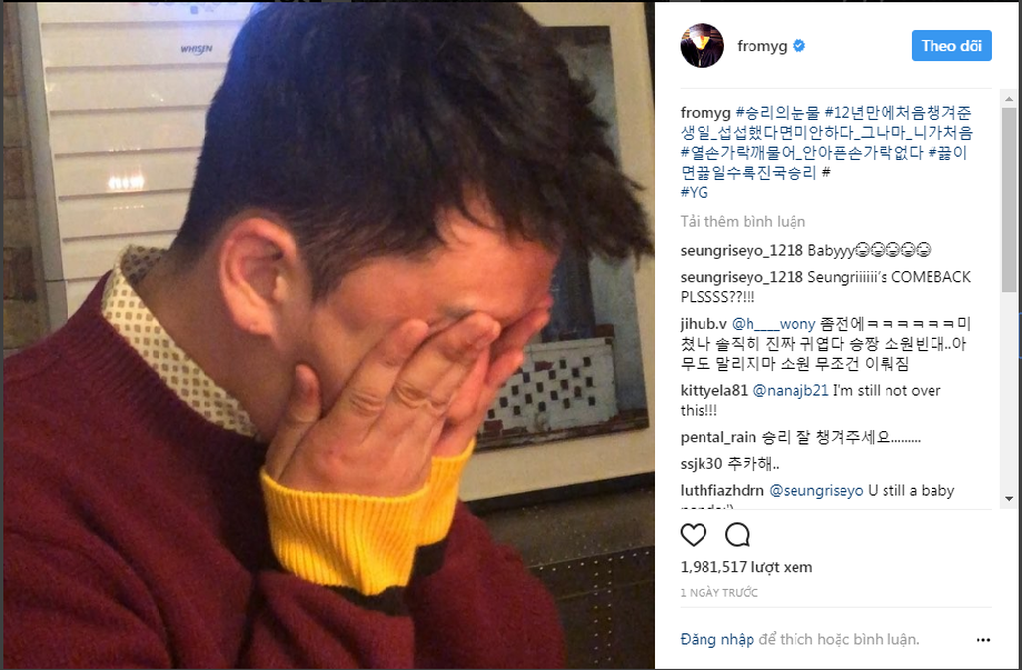 Seungri hạnh phúc khi được YG tổ chức sinh nhật