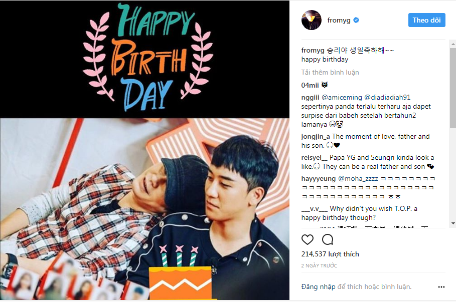 Seungri hạnh phúc khi được YG tổ chức sinh nhật