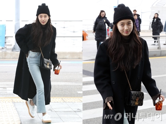 Suzy gây 'bão' khi xuất hiện mặt mộc 100% tại sân bay