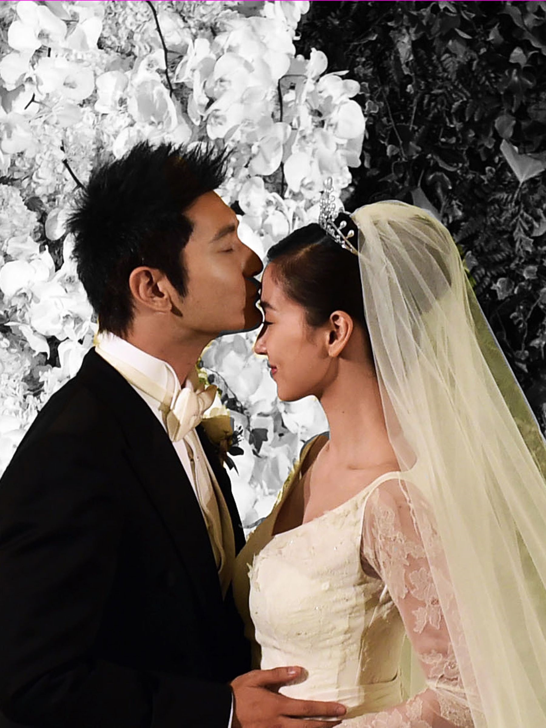 Muôn vàn kiểu hôn 'thể hiện tình yêu' trong lễ cưới của sao Hoa ngữ 