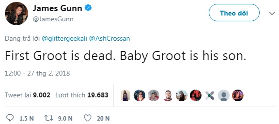 Đạo diễn James Gunn khiến fan choáng váng khi xác nhận Groot đã chết