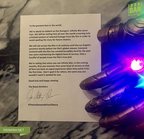 Thư gửi đến các fan và người xem phim của đạo diễn Avengers Infinity War