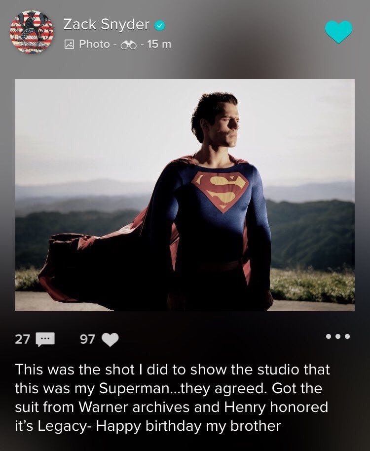 'Quà sinh nhật' đặc biệt từ Zack Snyder dành cho Superman Henry Cavill