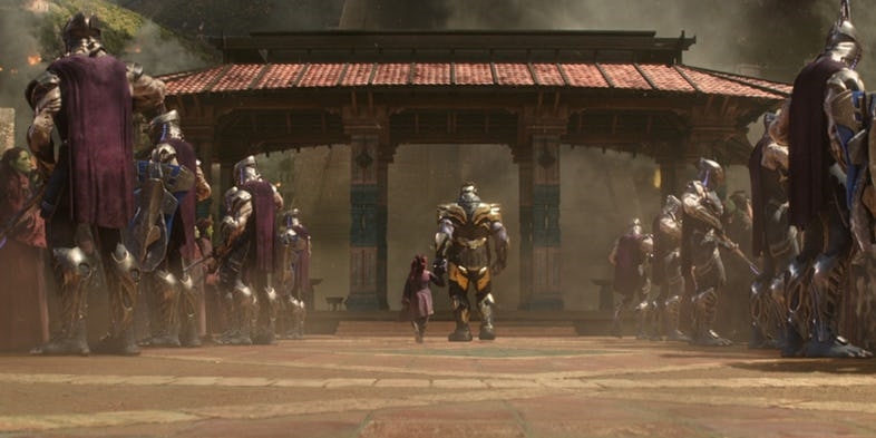 Khoảnh khắc Thanos bắt Gamora khi tấn công hành tinh của cô và tàn sát 50% người dân nơi đây.