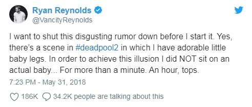 ​Trả lời cho tin đồn, Ryan Reynolds đã có một bài tweet xác nhận điều này. 