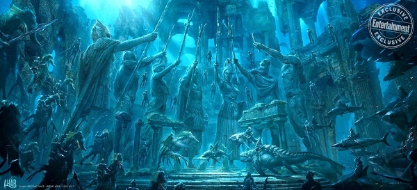 Hình ảnh tranh vẽ trận chiến trong phim Aquaman
