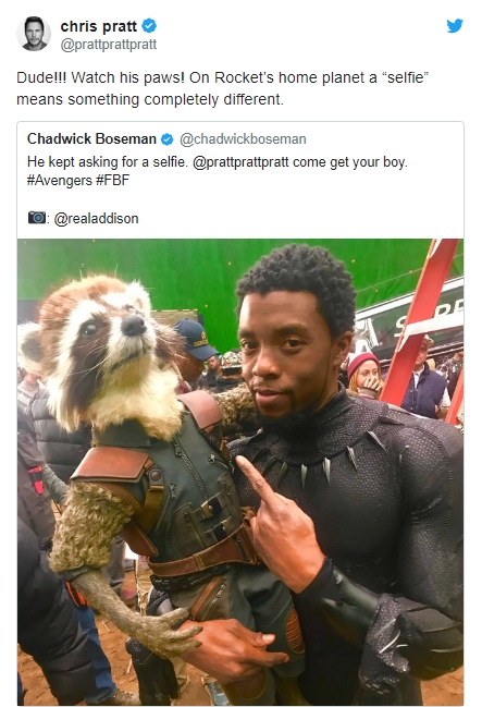 Black Panther chụp ảnh 'selfie' với Rocket Racoon