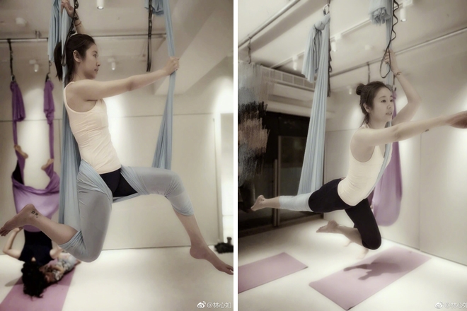 Lâm Tâm Như tập yoga mỗi ngày để giữ eo thon, dáng nuột