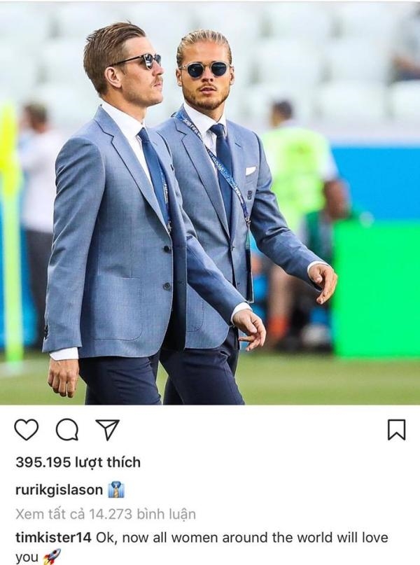 Cầu thủ Iceland Rurik Gislason được mến mộ vì giống Chris Hemsworth