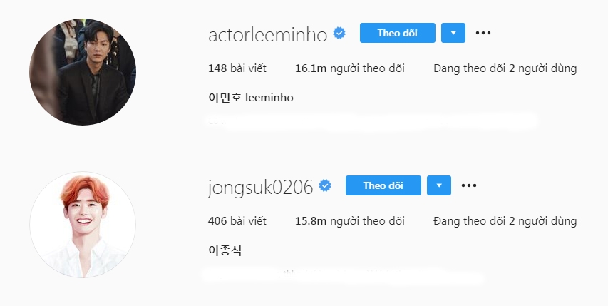 Lee Min Ho vượt Lee Jong Suk về lượng fan theo dõi Instagram