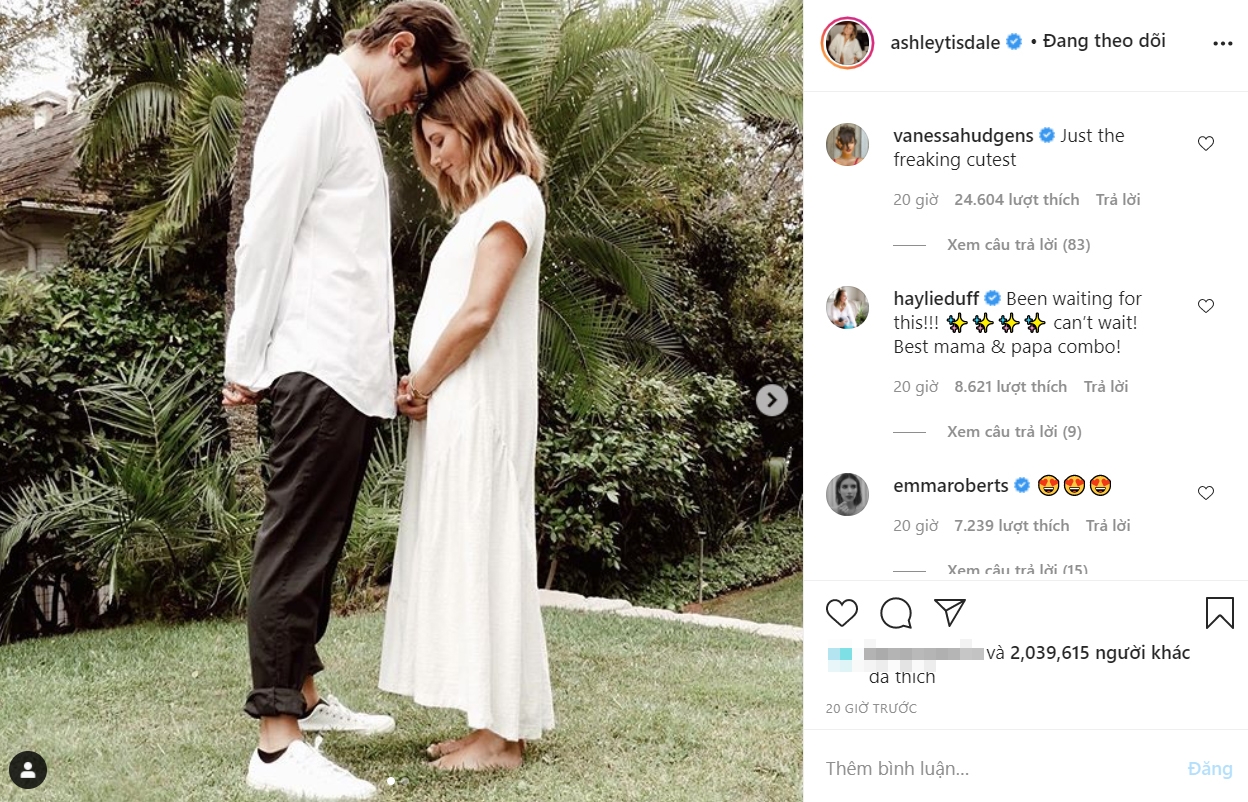 Ashley Tisdale thông báo mang thai sau 6 năm kết hôn