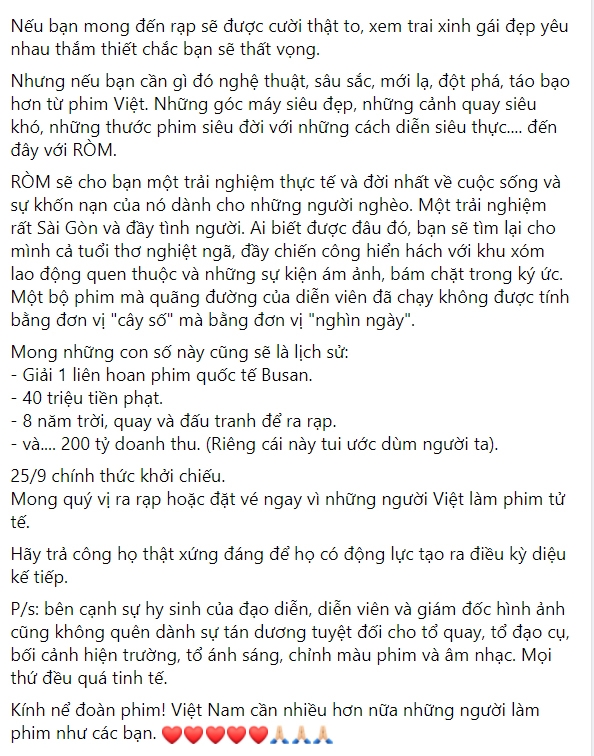 Trấn Thành, Mỹ Tâm và dàn sao Việt xúc động sau khi xem phim 'Ròm'