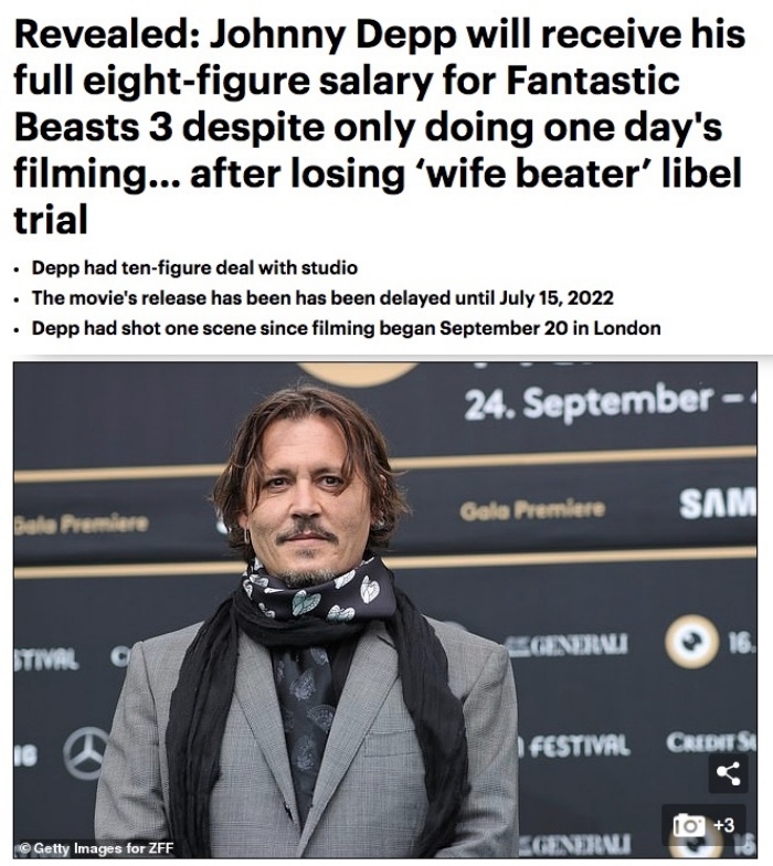 Johnny Depp vẫn nhận ít nhất 10 triệu đô dù bị cắt vai