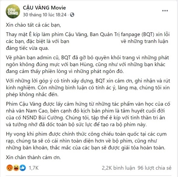 Cậu Vàng và phim Việt bị tẩy chay vì ê-kíp đáp trả fan thiếu văn hóa