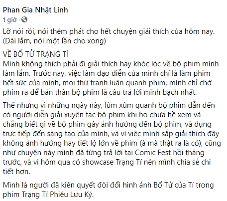Đạo diễn Nhật Linh giải thích về áo Trạng Tí không có ảnh bản đồ