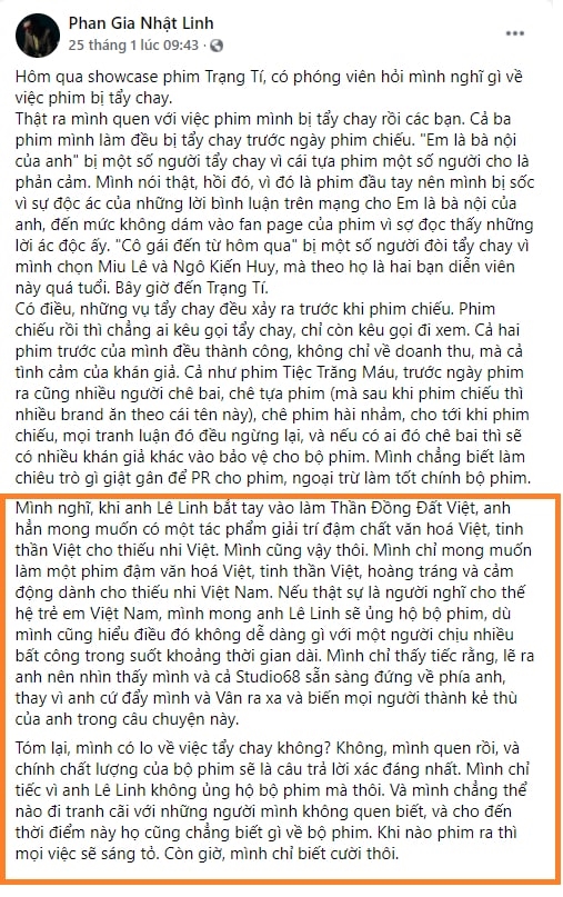 Phan Gia Nhật Linh chốt hạ drama Trạng Tí, tuyên bố không sợ tẩy chay