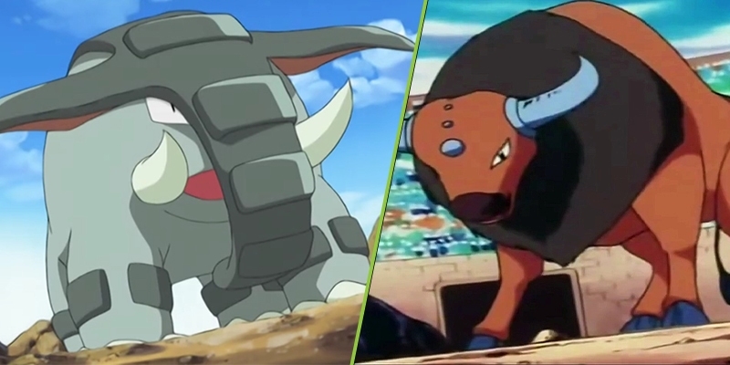 Tauros và Donphan: Đôi pokemon cơ bắp mà Ash sở hữu
