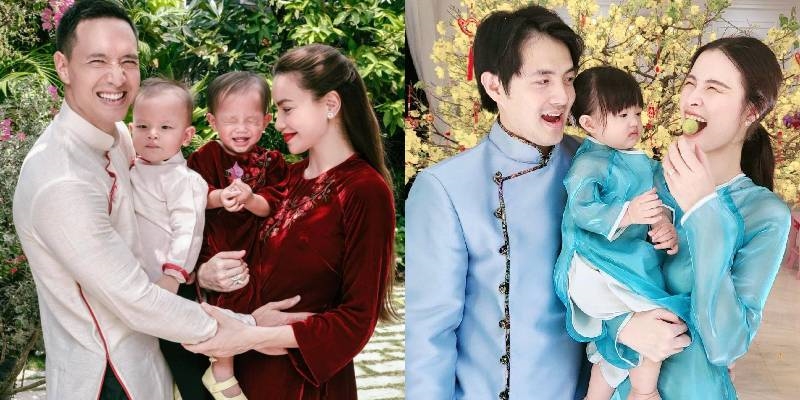 Gia đình Hồ Ngọc Hà - Kim Lý và loạt nhà sao Việt cùng diện áo dài Tết